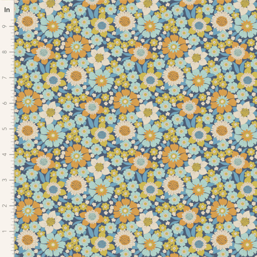 Tilda Patchwork Stoff Baumwolle - Wallflower - Lauren Blue